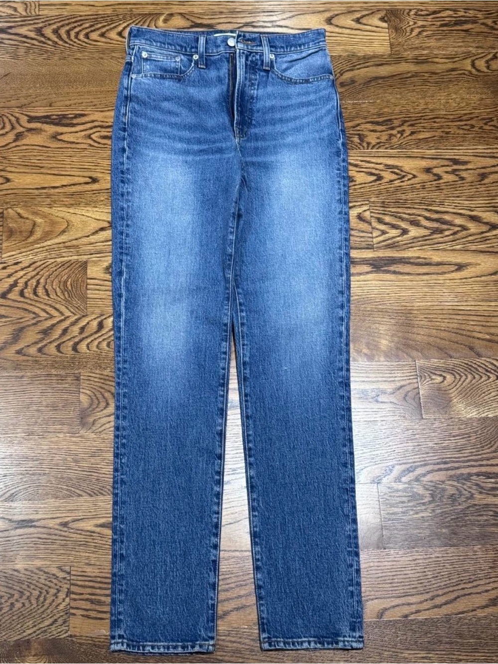 Madewell Classic High-Rise Straight Leg Blue Jeans Talk